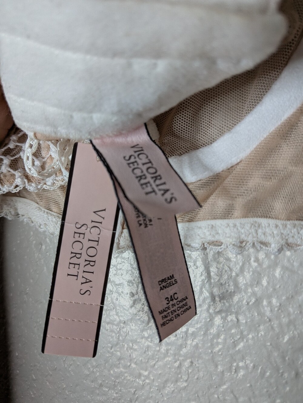 New Victoria's Secret Dream Angels Tan High Neck Embroidered Floral Bra 34C NWT - Picture 5 of 7